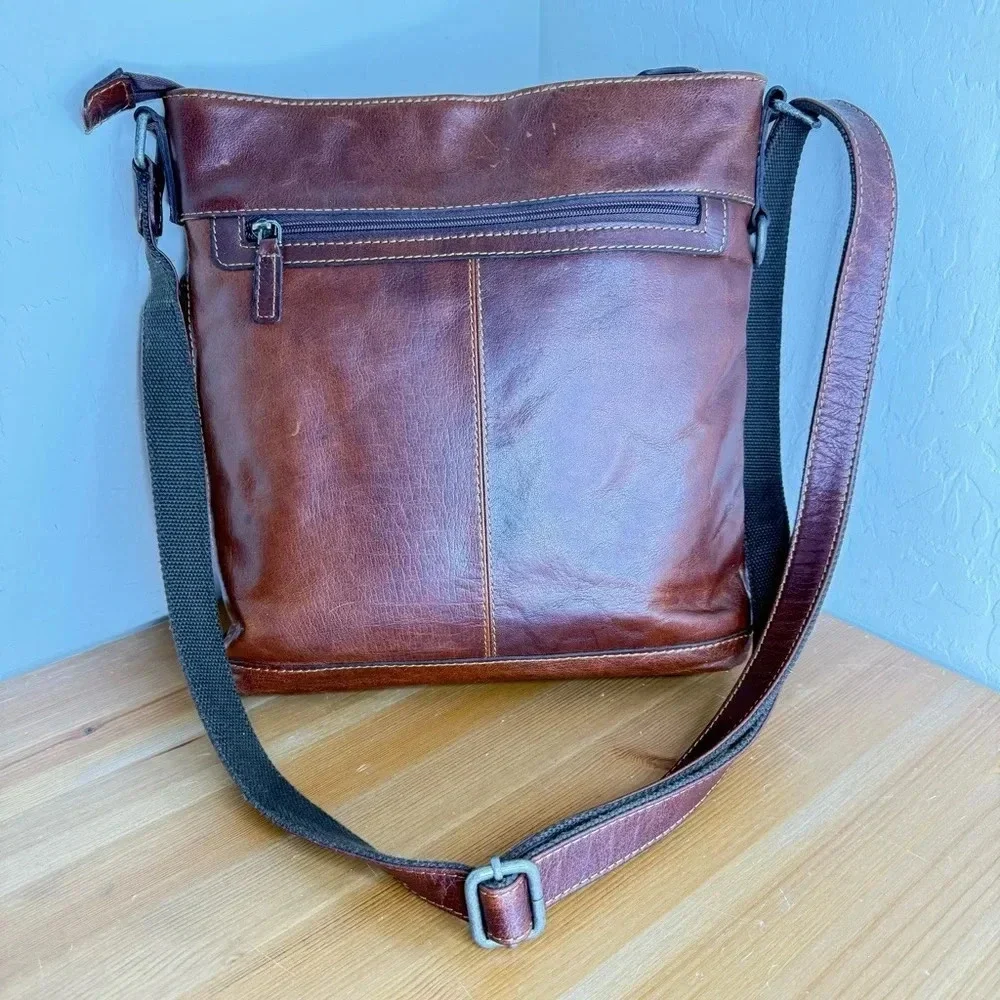 JACK GEORGES Voyager Brown Leather Crossbody Bag